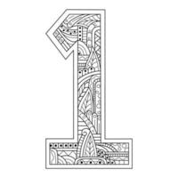 Number one line art vector