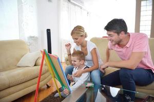 family drawing on school board at home photo