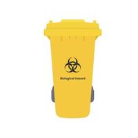 Biohazard Trash Bin Flat Illustration. Clean Icon Design Element on Isolated White Background vector