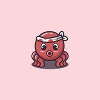 Illustration of Kawaii Octopus Icon, Mascot Concept vector