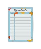 appointment template Daily check list Organizer and schedule with autumn leaves vector