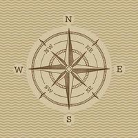 Wind Rose vintage compass with wave background vector