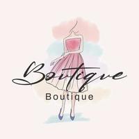 hand drawn watercolor beauty logotype design for clothing brand, fashion, boutique vector