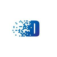 Letter D Pixel Logo, Fast Moving D Icon vector