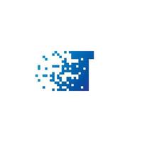 Letter T Pixel Logo, Fast Moving T Icon vector