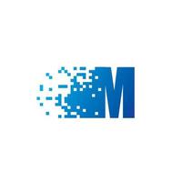 Letter M Pixel Logo, Fast Moving M Icon vector