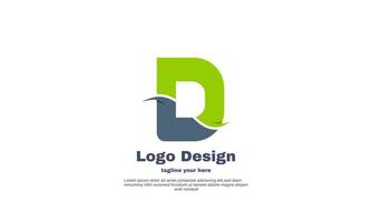 diseño de símbolo abstracto de vector de logotipo d verde inicial único aislado en