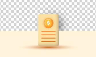 unique realistic dollar document icon design 3d isolated on vector