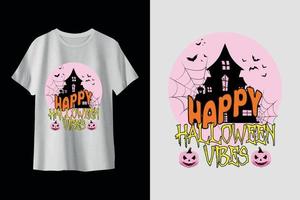 diseño de camiseta de vibraciones de feliz halloween vector