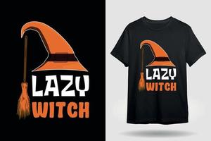 lazy witch halloween balck t shirt design vector