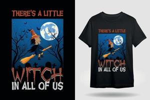diseño de camiseta de halloween de pequeña bruja vector
