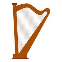 Harp is isolated on a white background. A stringed musical instrument. Flat style. Vector illustration