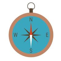 Compass is isolated on a white background. Equipment for navigation during travel and hiking. Flat style. Vector illustration