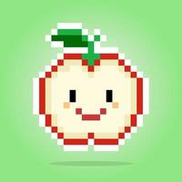 Apple pixel character. Vector illustration of 8 bit game assets.