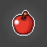 Apple pixel. Vector illustration of 8 bit game assets.