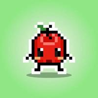 Apple pixel character. Vector illustration of 8 bit game assets.