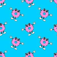 Seamless Pattern With The Mascot Character Donut. Flat Vector Illustration. For Printing On T Shirts And Other Purposes.