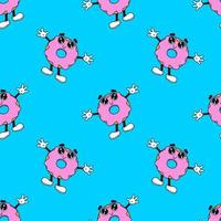 Seamless Pattern With The Mascot Character Donut. Flat Vector Illustration. For Printing On T Shirts And Other Purposes.