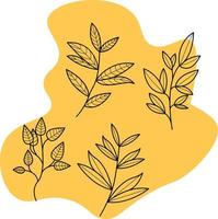 Hand drawn tree branches and leaves. vector graphic design ornament