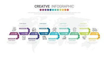 diseño infográfico vectorial con 9 opciones o pasos. vector