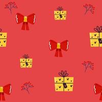 Cute gift boxes seamless pattern. Vector colorful festive background with present boxes and confetti. For wrapping paper, wallpapers, fabric print