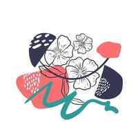 lindas y divertidas flores estilizadas para el diseño de primavera con formas abstractas vector