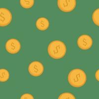 Coin pattern . Seamless pattern on green background vector