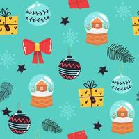 Snowball seamless pattern in hand drawing style on blue background for Christmas fashion print , wallpaper, gift wrapping paper etc. vector