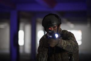 modern warfare soldier in urban environment battlefield photo