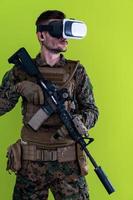 soldier virtual reality green background photo