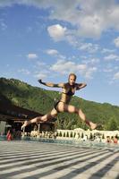 woman relax on swimming pool photo