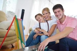 family drawing on school board at home photo