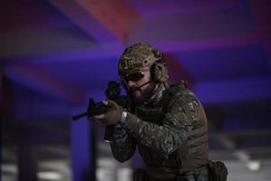 modern warfare soldier in urban environment battlefield photo