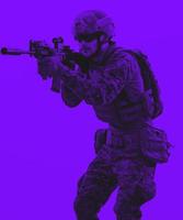 soldier in action aiming laseer sight optics photo