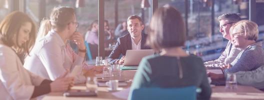 young business team on meeting at office photo
