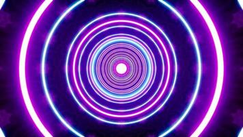 boucle de fond vj de tunnel de lumière de cercle de néon rougeoyant video