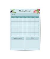 Monthly planning, on a blue background. Perfect for your planning vector