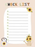 Check list template. Vector illustration with autumn elements for planner. Cute and trendy.