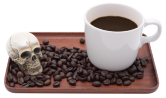 xícara de café e grãos de café isolados png