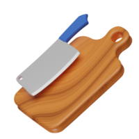 3D Cutting board and knife illustration png