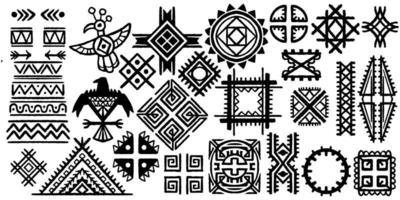 elementos de conjunto de dibujo de mano étnica tribal. conjunto de dibujo tribal indio. vector
