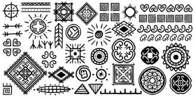 set of african tribal geometric drawing. vector