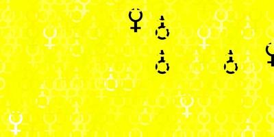 Light Yellow vector backdrop with woman's power symbols.