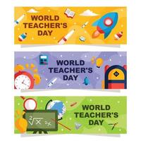 World Teacher Day Banner Set vector