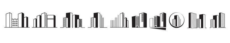 Building line art icon set design template vector illustration