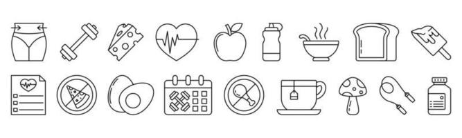 Diet And Nutrition line art icon set design template vector illustration