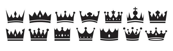 Crown silhouette icon set design template vector illustration