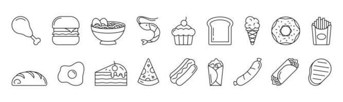 Food line art icon set design template vector illustrationline art icon design template vector illustration