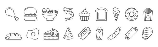 Food line art icon set design template vector illustrationline art icon design template vector illustration