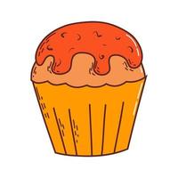 Cute halloween cupcake. Halloween element. Trick or treat concept. Vector illustration in hand drawn style